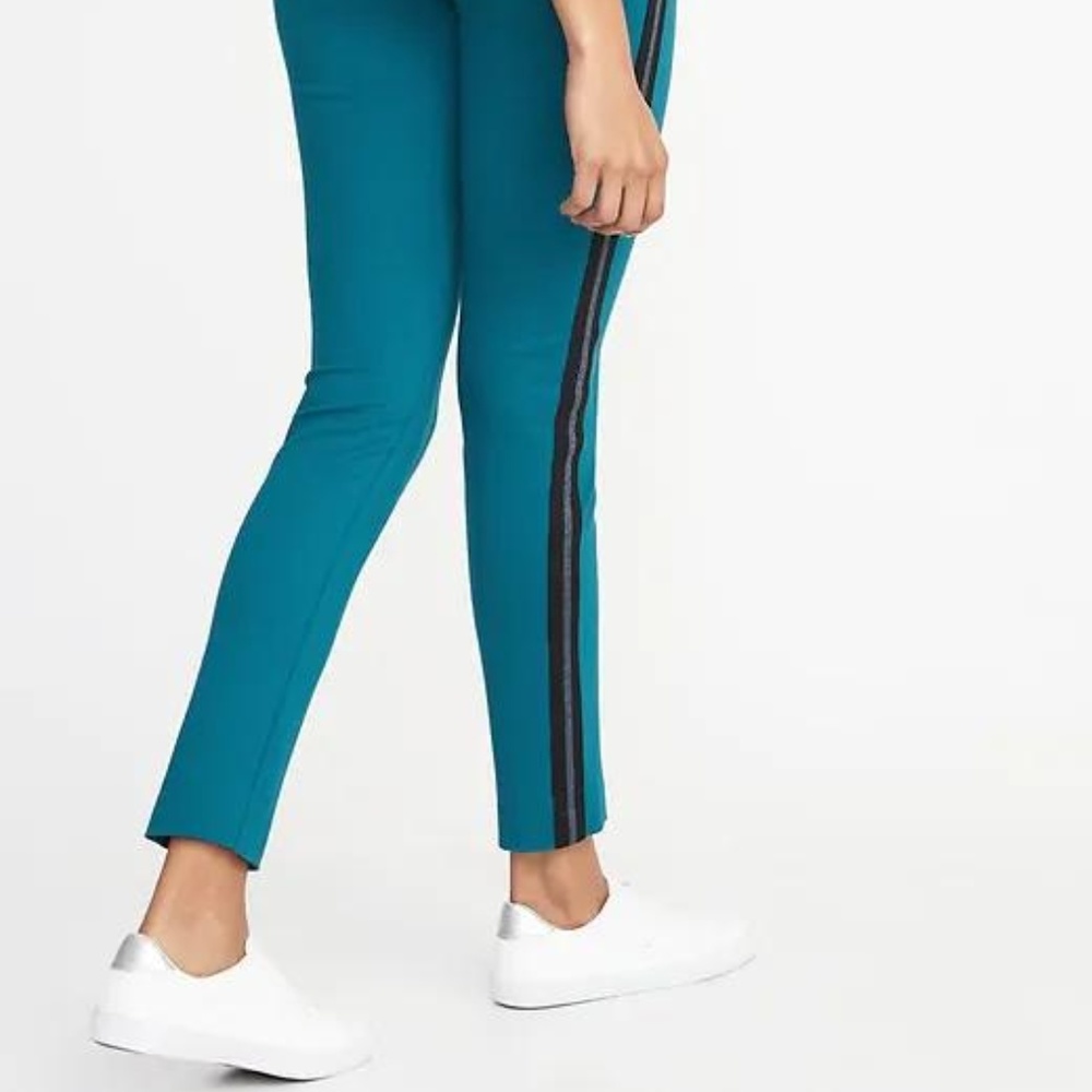 Mid-Rise Ponte-Knit Side-Stripe Pixie Ankle Pants - Picture 4 of 7
